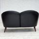 1960s, Scandinavian sofa in black furniture leather.