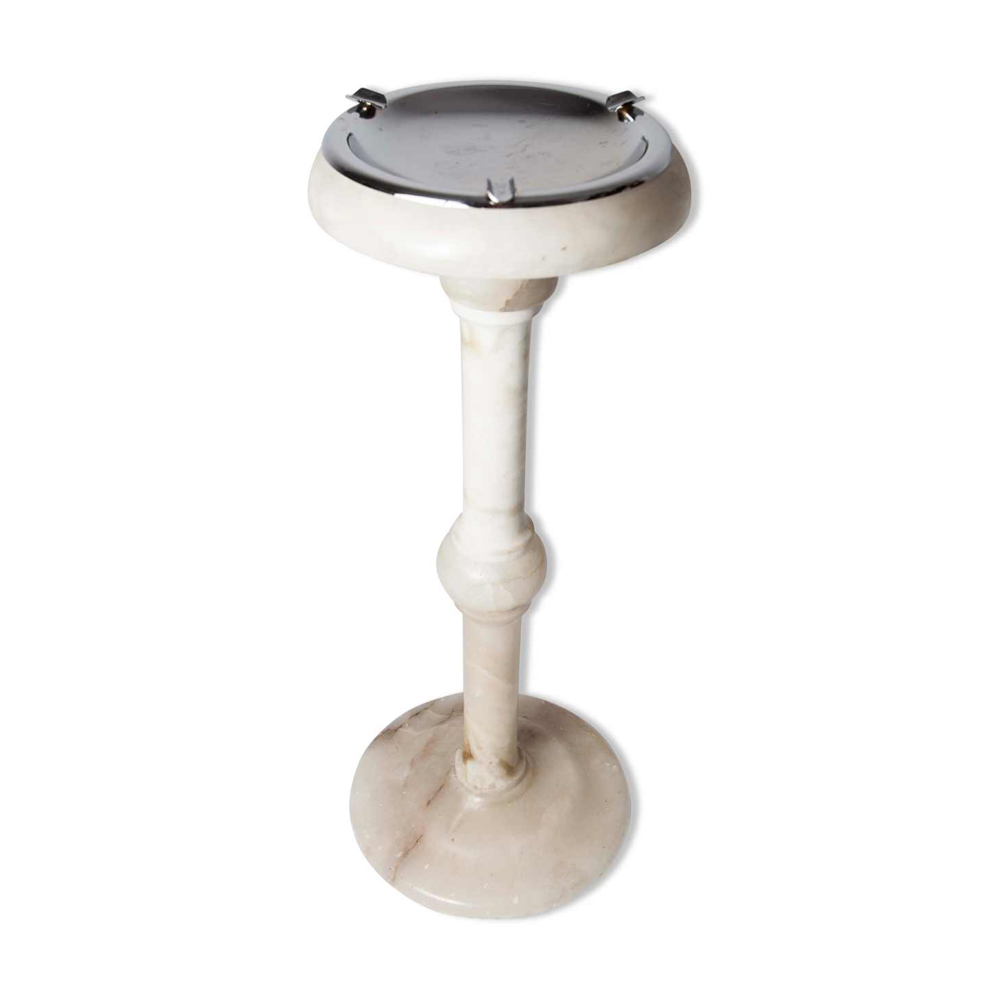 1930 white marble and chrome ashtray
