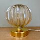 Vintage globe table lamp in half amber, half transparent molded glass
