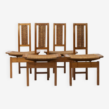 Ensemble de 4 chaises à repas uniques produites par uluv, tchécoslovaquie, années 1960