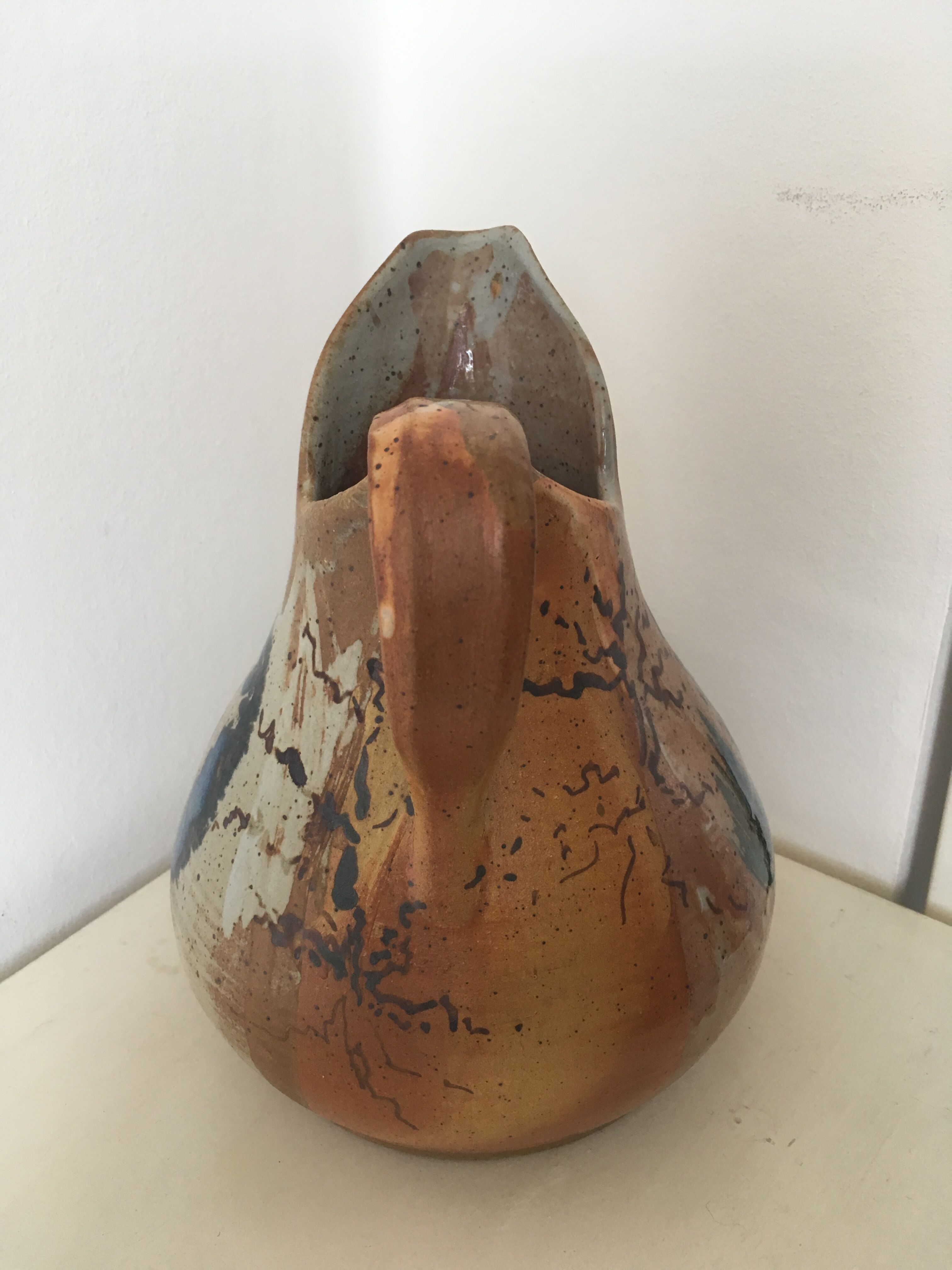 Artisanal pitcher enamelled terracotta