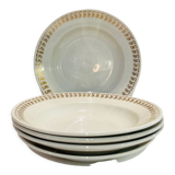 X5 Luneville earthenware soup plates with golden decoration