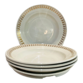 X5 Luneville earthenware soup plates with golden decoration