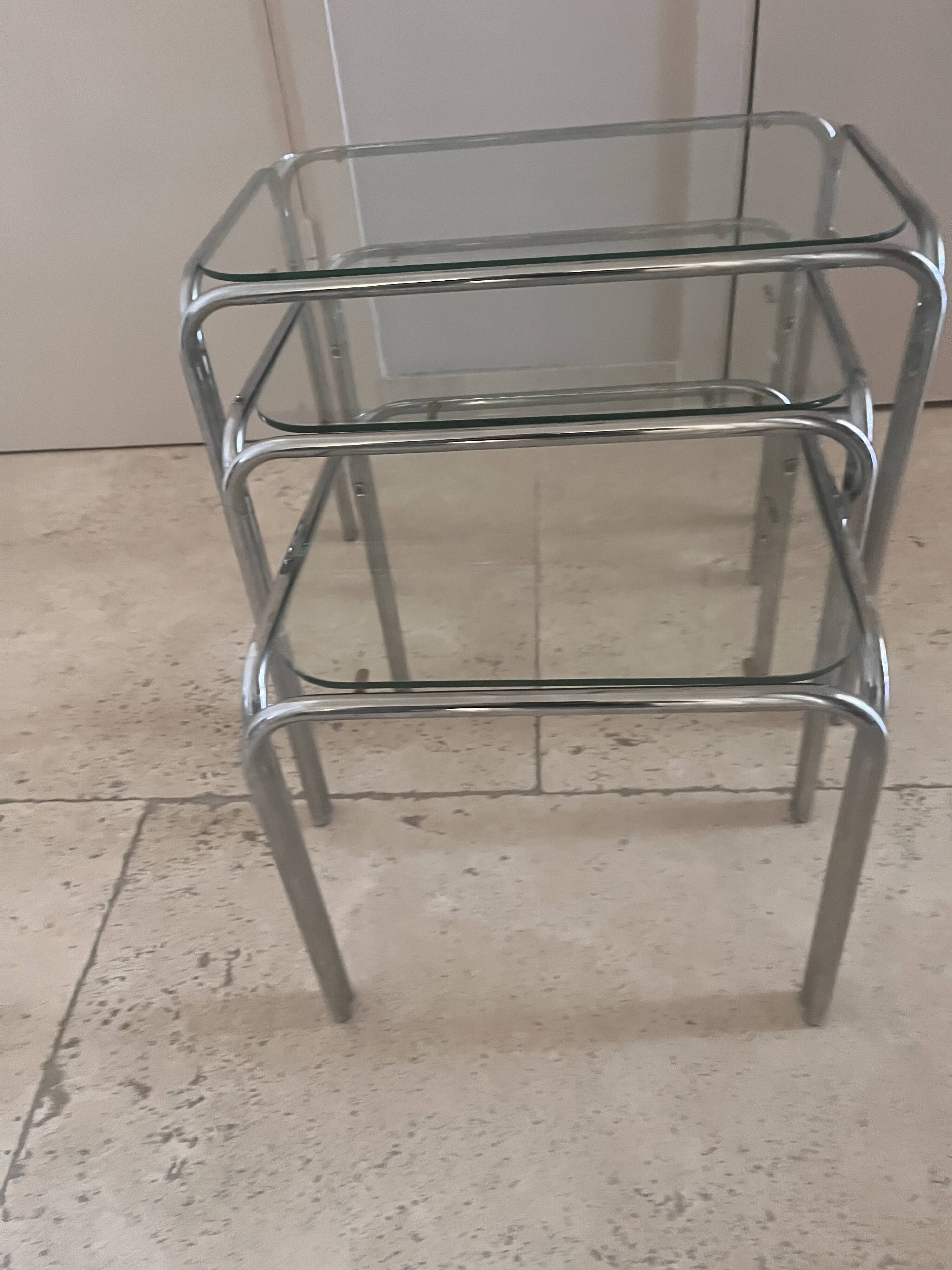 chrome nesting tables from the 1970s
