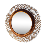 Large vintage 1960 rattan mirror 50cm