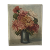 Peinture huile bouquet buccolique