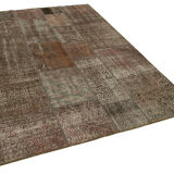 Handwoven anatolian contemporary 170 cm x 241 cm brown patchwork carpet