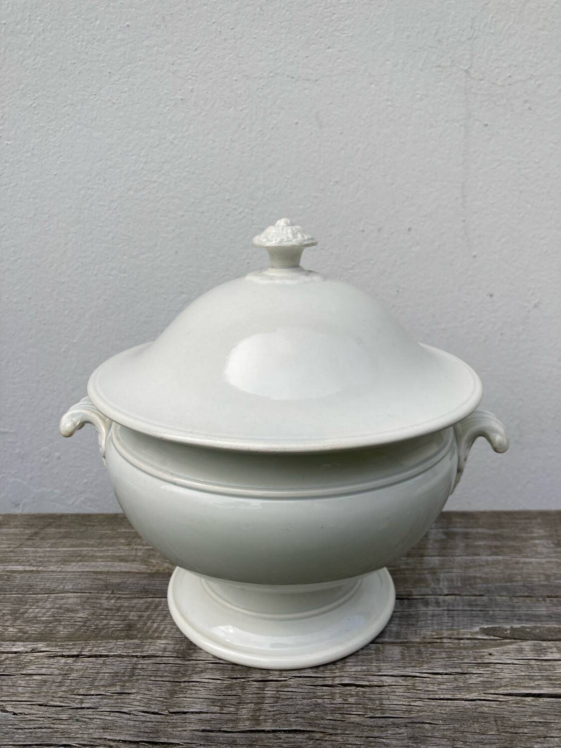 Plain white Creil soup tureen