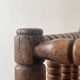 Corner straw chair "fireplace corner" in turned and beaded wood