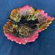 Ceramic leaf-shaped dish by vintage old Vallauris