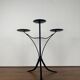 Chandelier en fer forgé , peint en noir, pour 3 bougies
