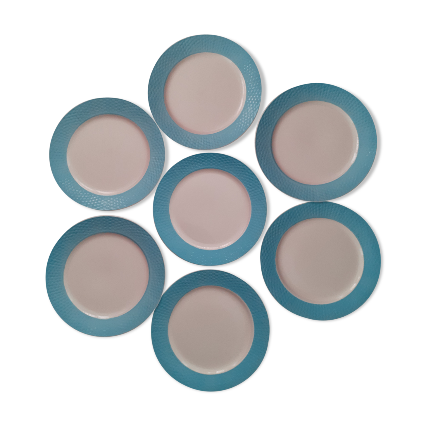 Suite d'assiettes à dessert bleu azur Digoun