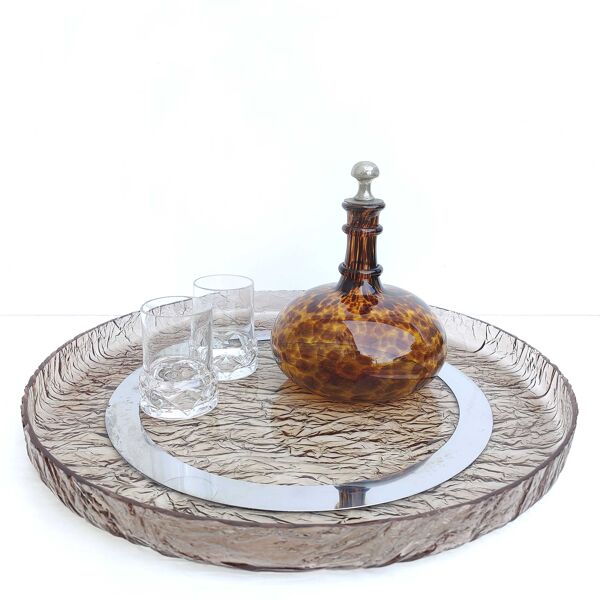 Plateau apéritif centre de table plexiglas années 70