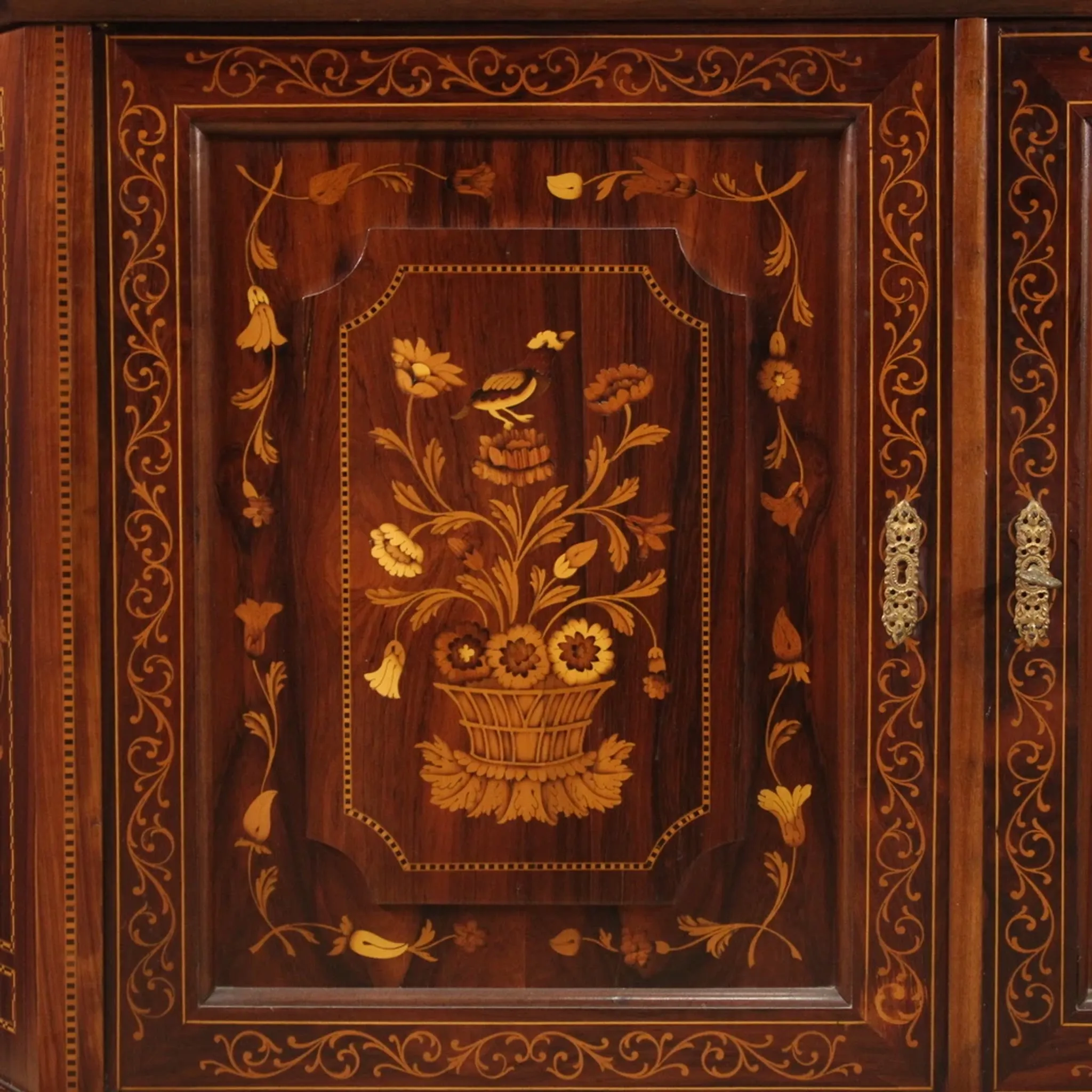 20th Century Inlaid Wood Dutch Display Cabinet, 1970