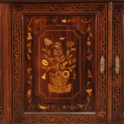 20th Century Inlaid Wood Dutch Display Cabinet, 1970