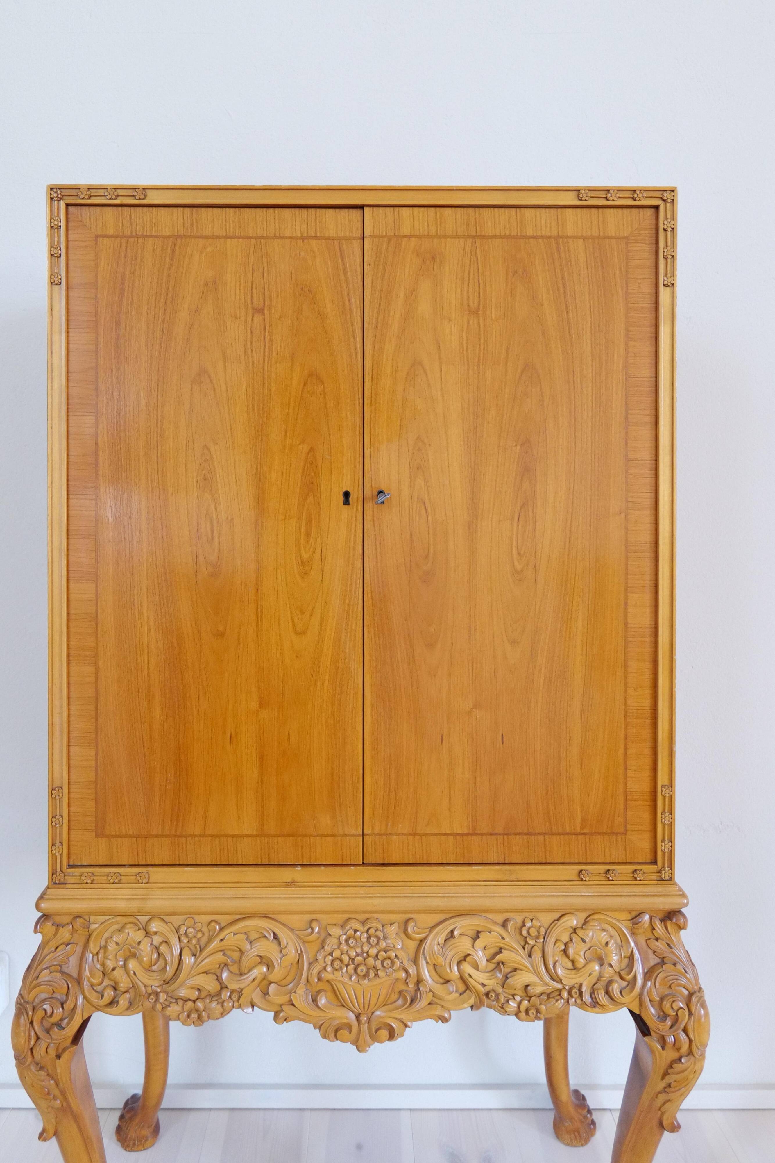 Mid-century modern artisan wardrobe in elm, Sweden, 1940s.