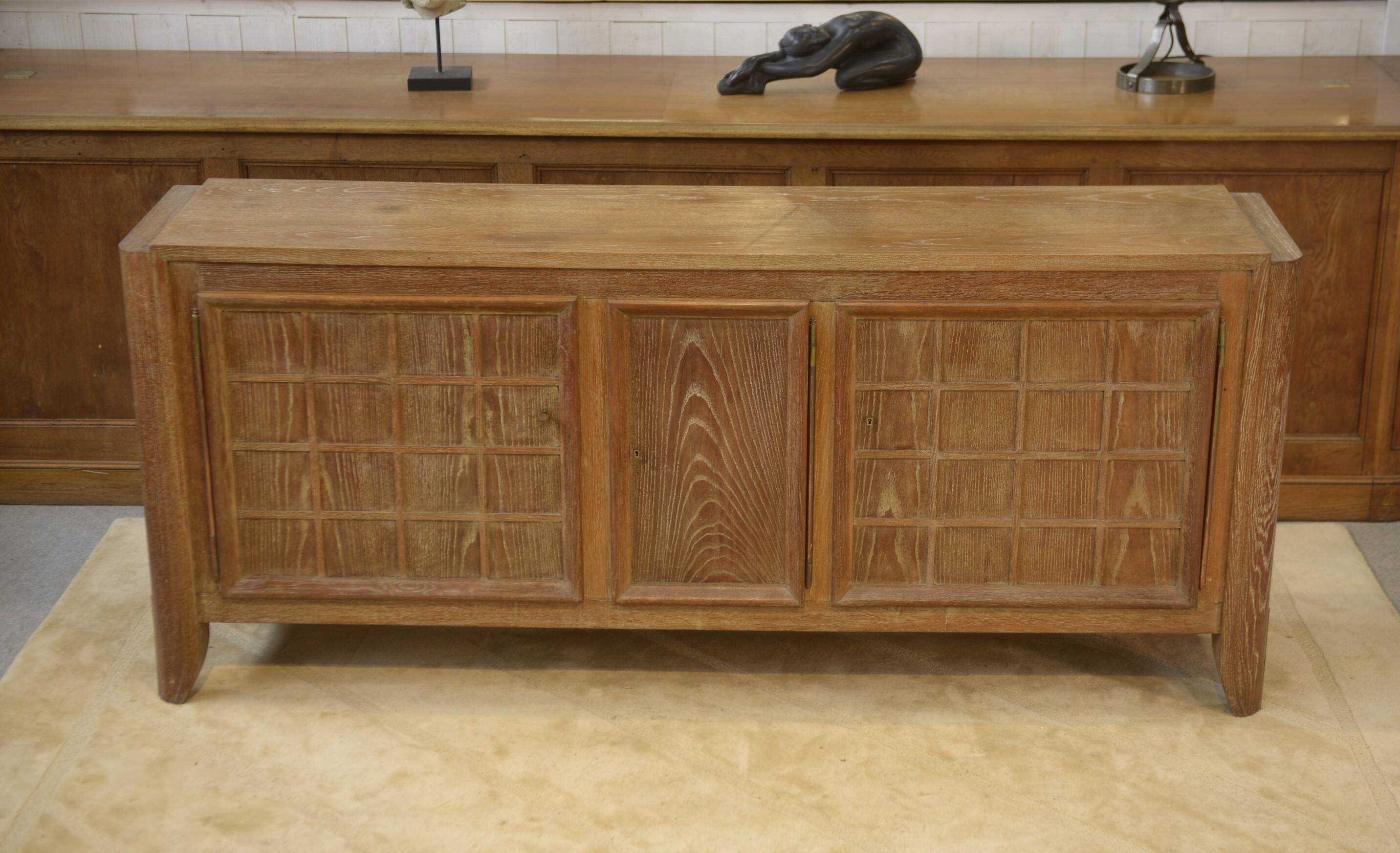 Cerused oak sideboard signed Maurice Rinck 1940s