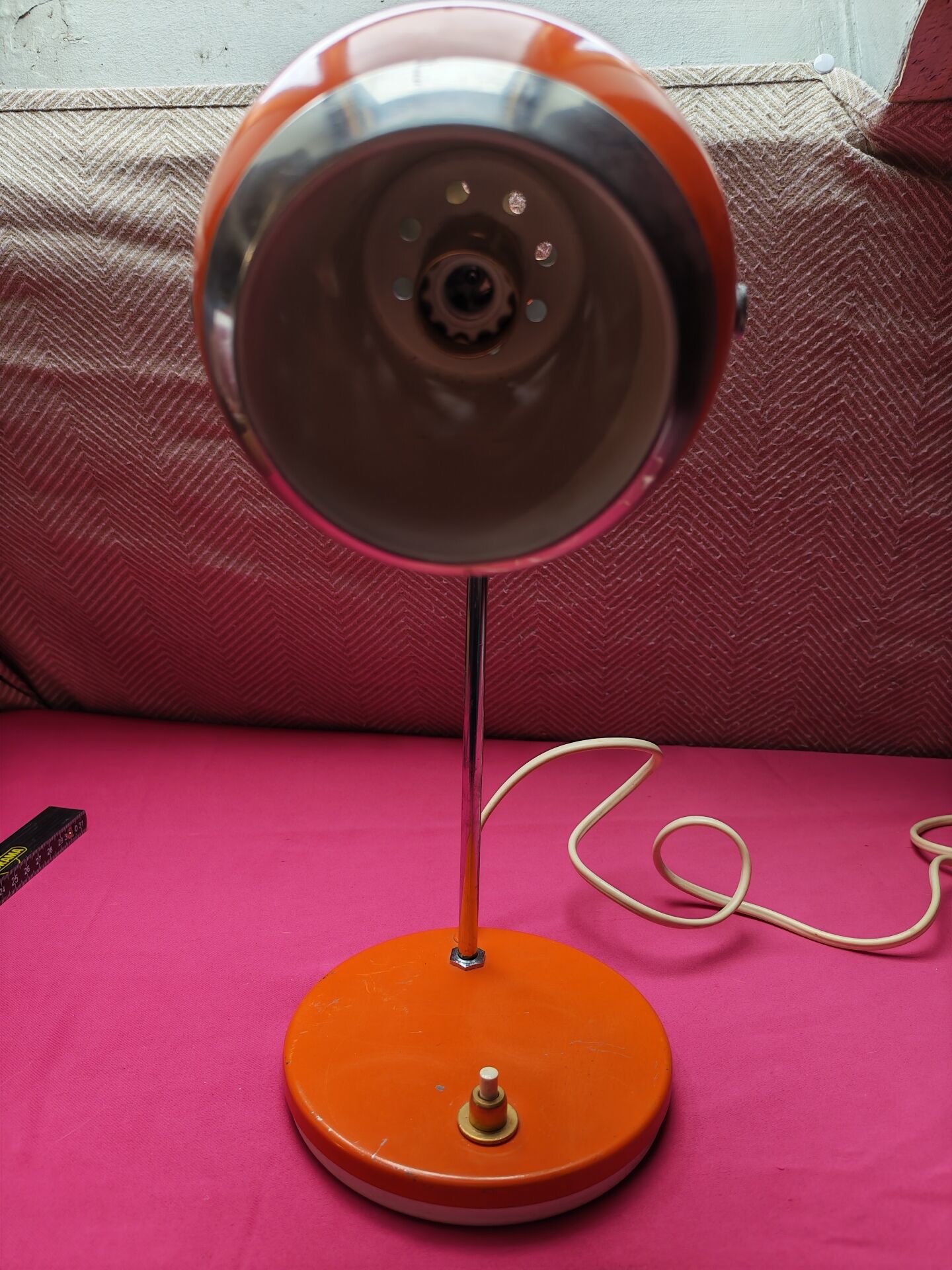 Vintage "Eyeball" Desk Lamp Orange & Chrome – Space Age Era