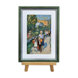 Vintage Framed Street Scene in Oil - 'Off to School'