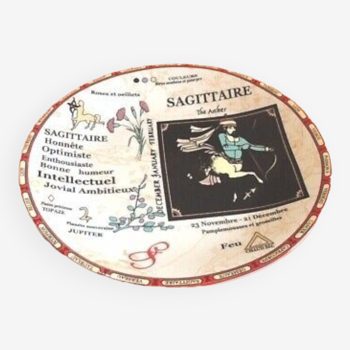 Assiette porcelaine polychrome Signe Astrologique  Sagittaire