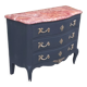 Chest of drawers 3 drawers Louis XV style curved black marble top