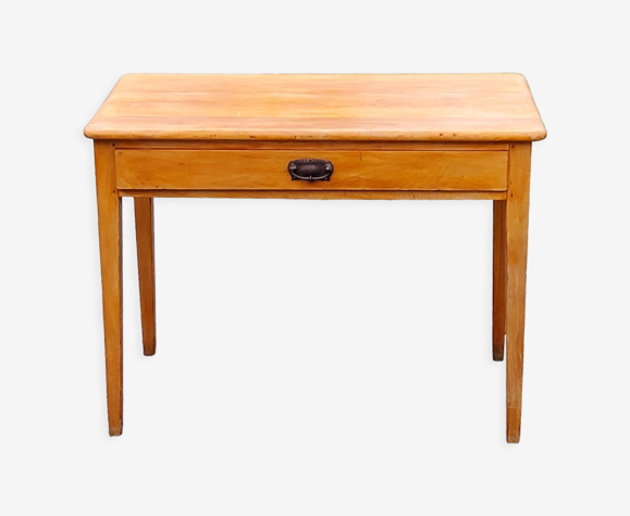Table d’écriture bureau en chêne pieds fuseaux des années 50
