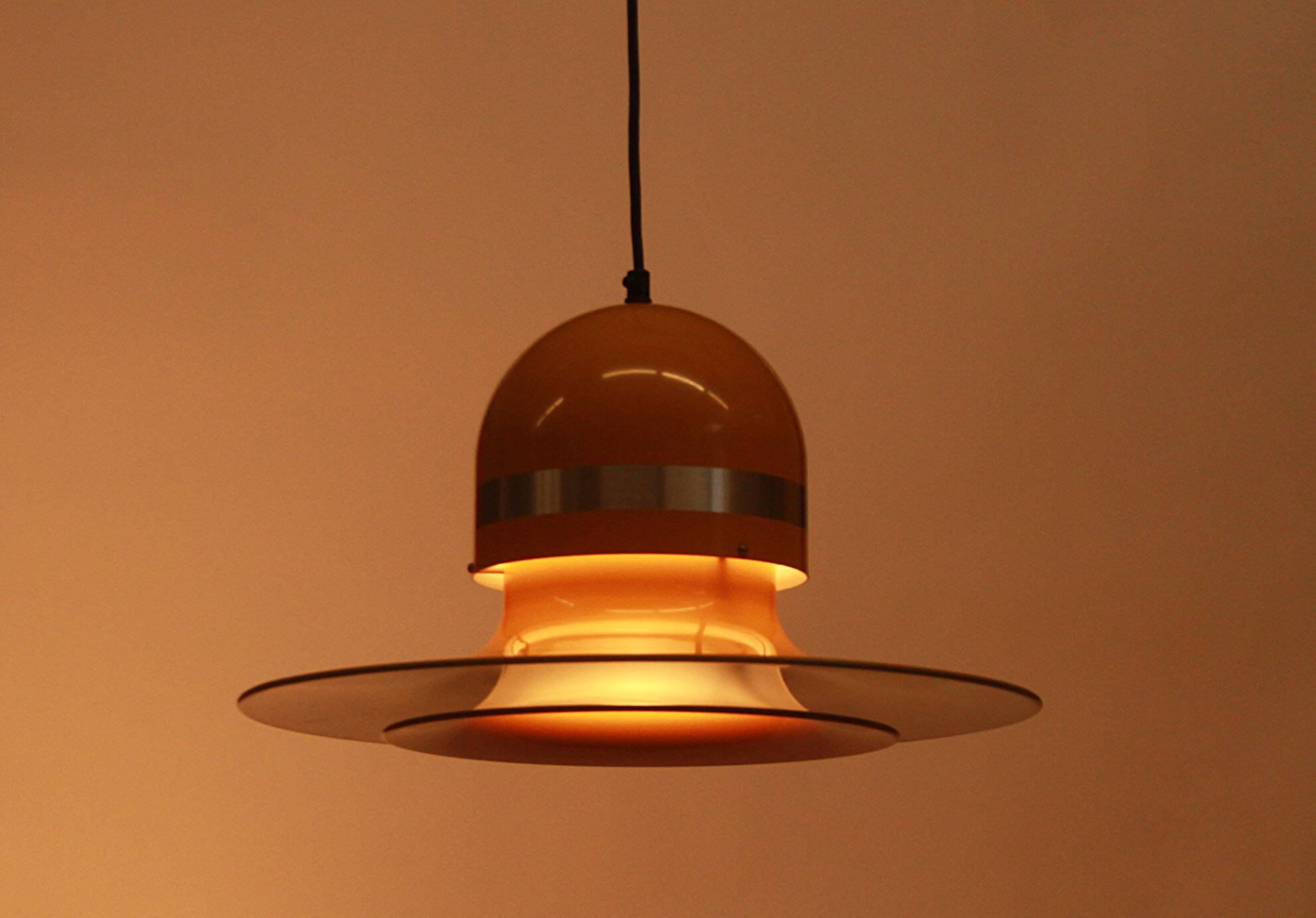 1970s ceiling lamp in yellow, Space Age