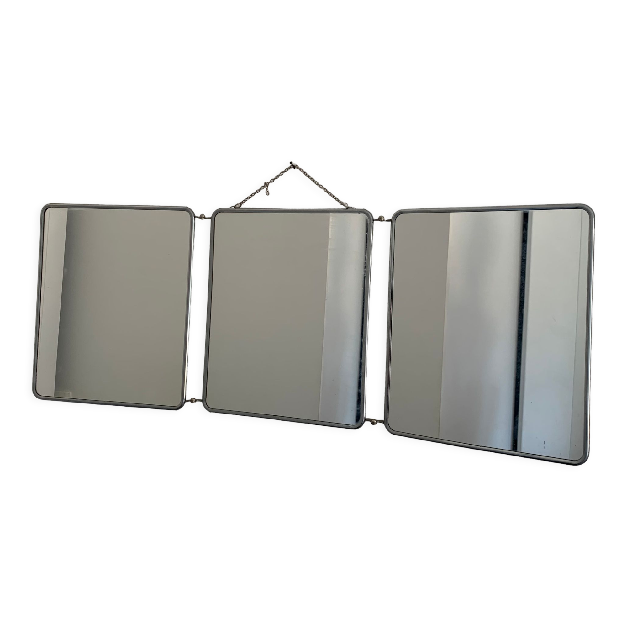Vintage mirror 1960 triptych barber Arpin hairdresser - 34 x 88 cm