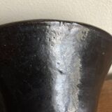 Etienne Noel modernist vase in Dieulefit 1950 in black enamel earthenware