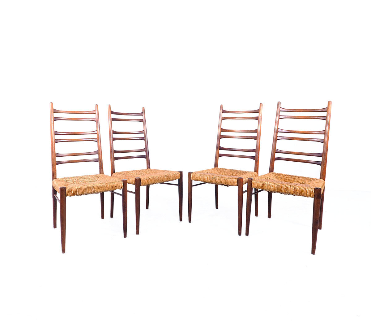 Teak and wicker dining chairs, 1960s