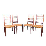 Teak and wicker dining chairs, 1960s