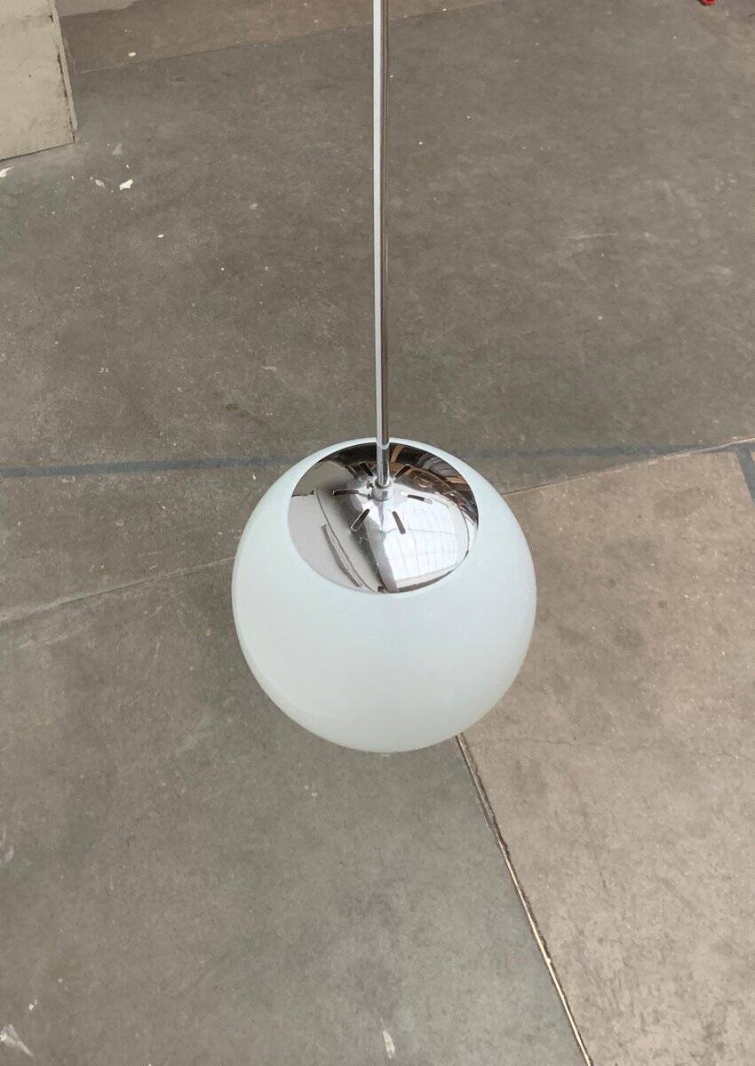 Mid-Century German Glass and Metal Ball Pendant