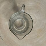 Carafe à anse en verre belle matière pied motifs billes de verre H21