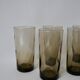 Set of 6 70s Long Drink design smoked glasses
