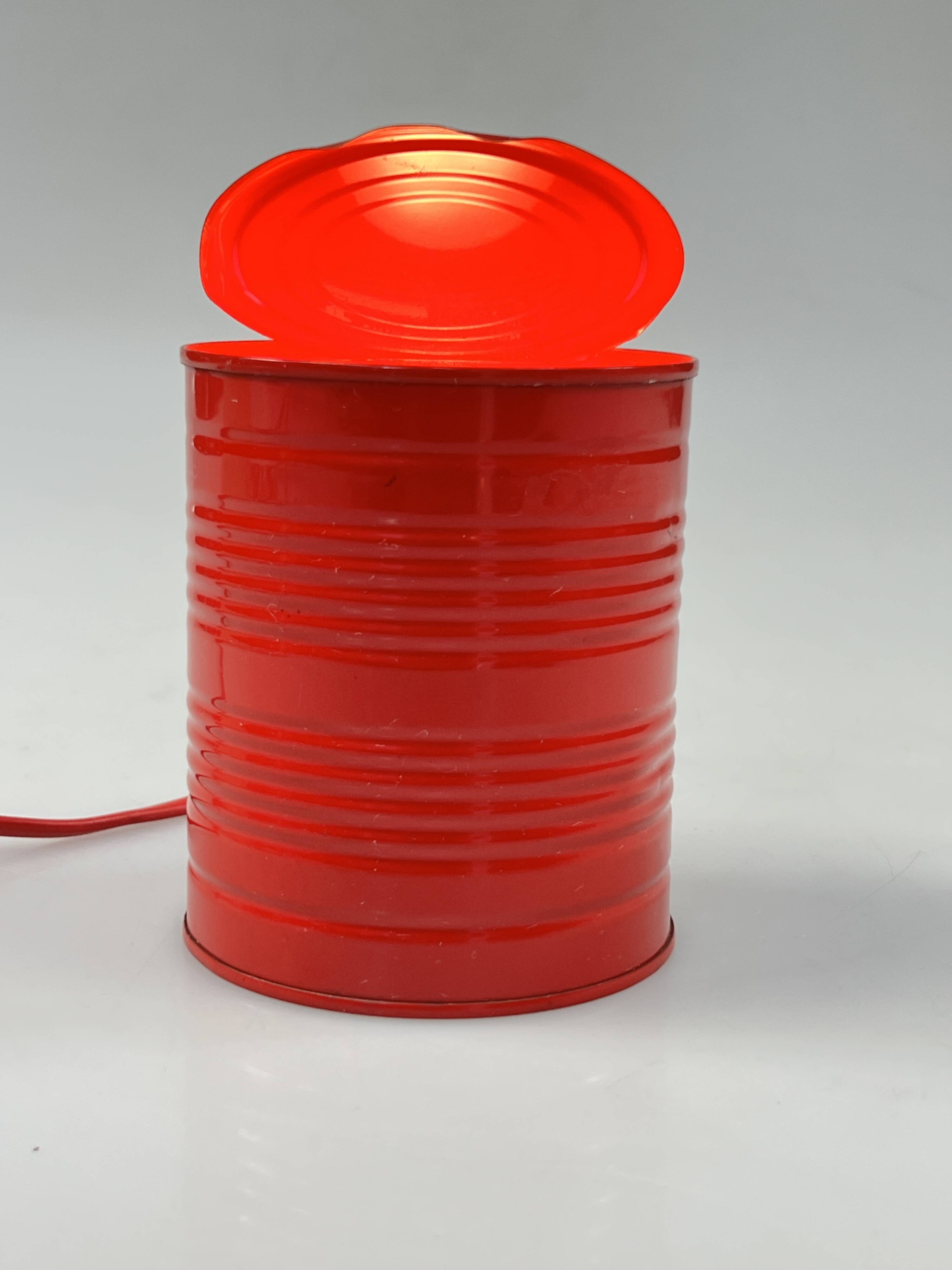 Vintage Red Tin Can Lamp, Ad Van Berlo, Vrieland Design, 1980s