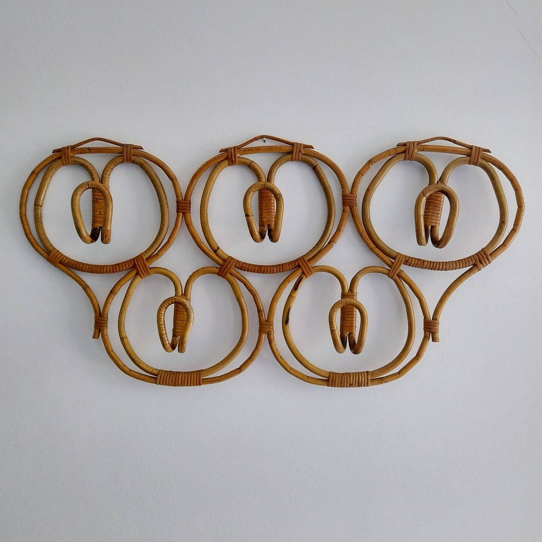Vintage rattan coat rack by Franco Albini