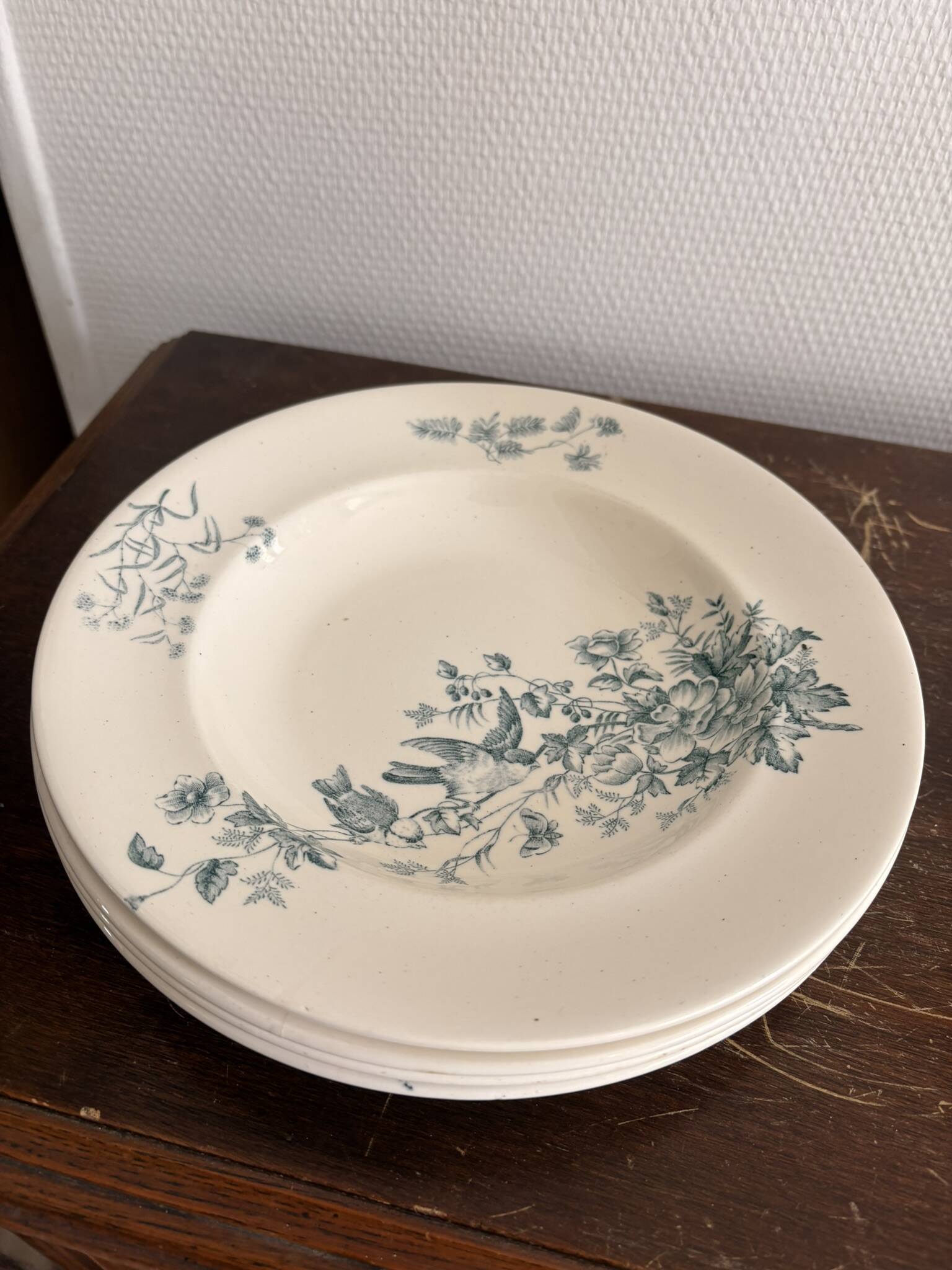 Lot 6 Plate Plates Faience Longwy Model Mignon