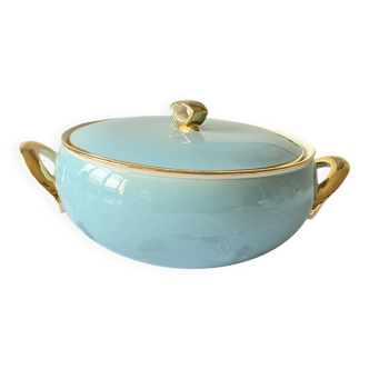 Soupière légumier faïence ancienne Boch et Frères Kéralux bleu