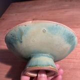 Coupe sur pied en céramique émaillée verte
