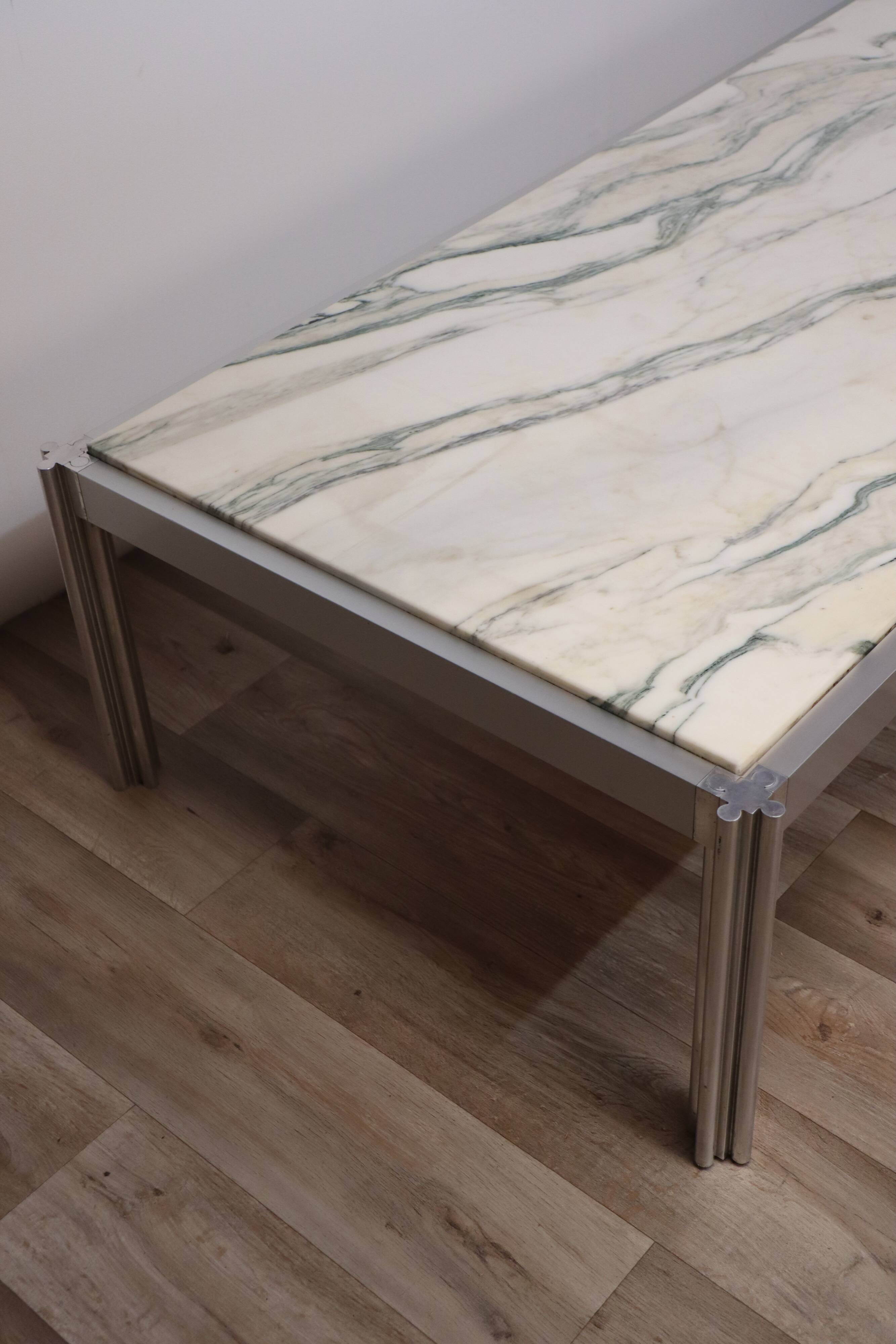 Table basse de Georges Ciancimino en marbre et aluminium, 1970