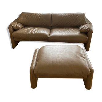 Ensemble canapé 2/3 places 190cm et pouf Maralunga Vico Magistretti Cassina 2012