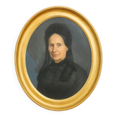 19th-century portrait depicting a woman dressed in black.