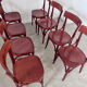 Set of 8 vintage 70s curved varnished wood bistro chairs