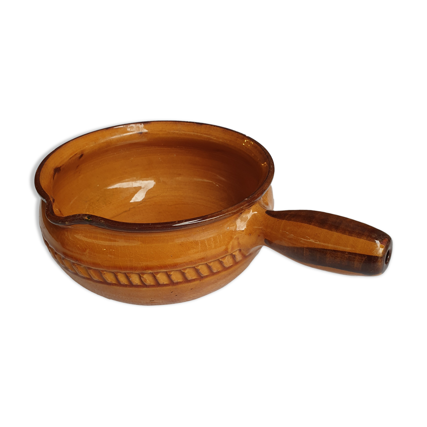 Ceramic enamel caquelon poelon Vallauris Vintage