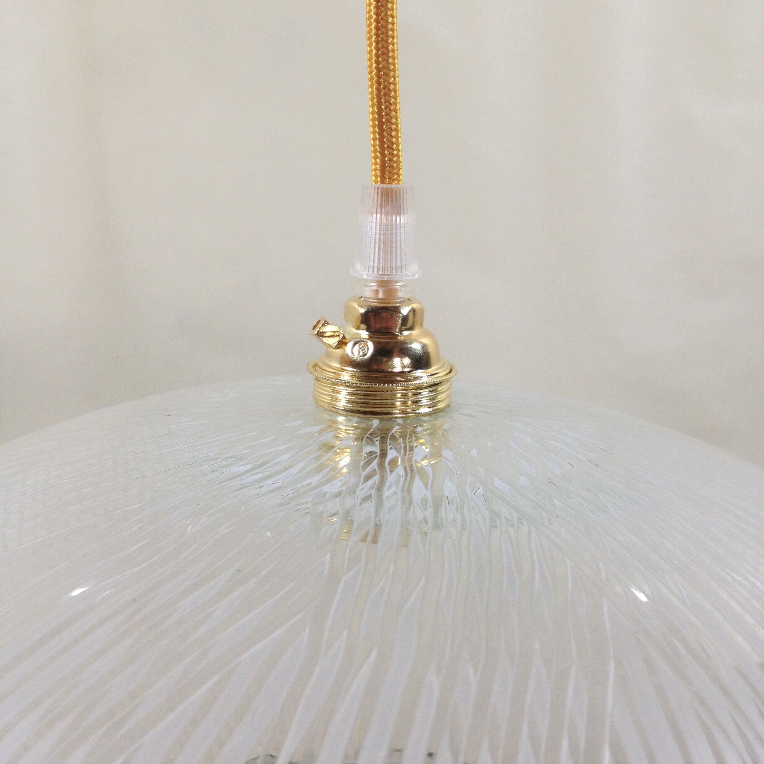 Hanging lamp ellipse glass and brass