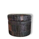 Pouf de rangement patchwork en cuir des années 1970