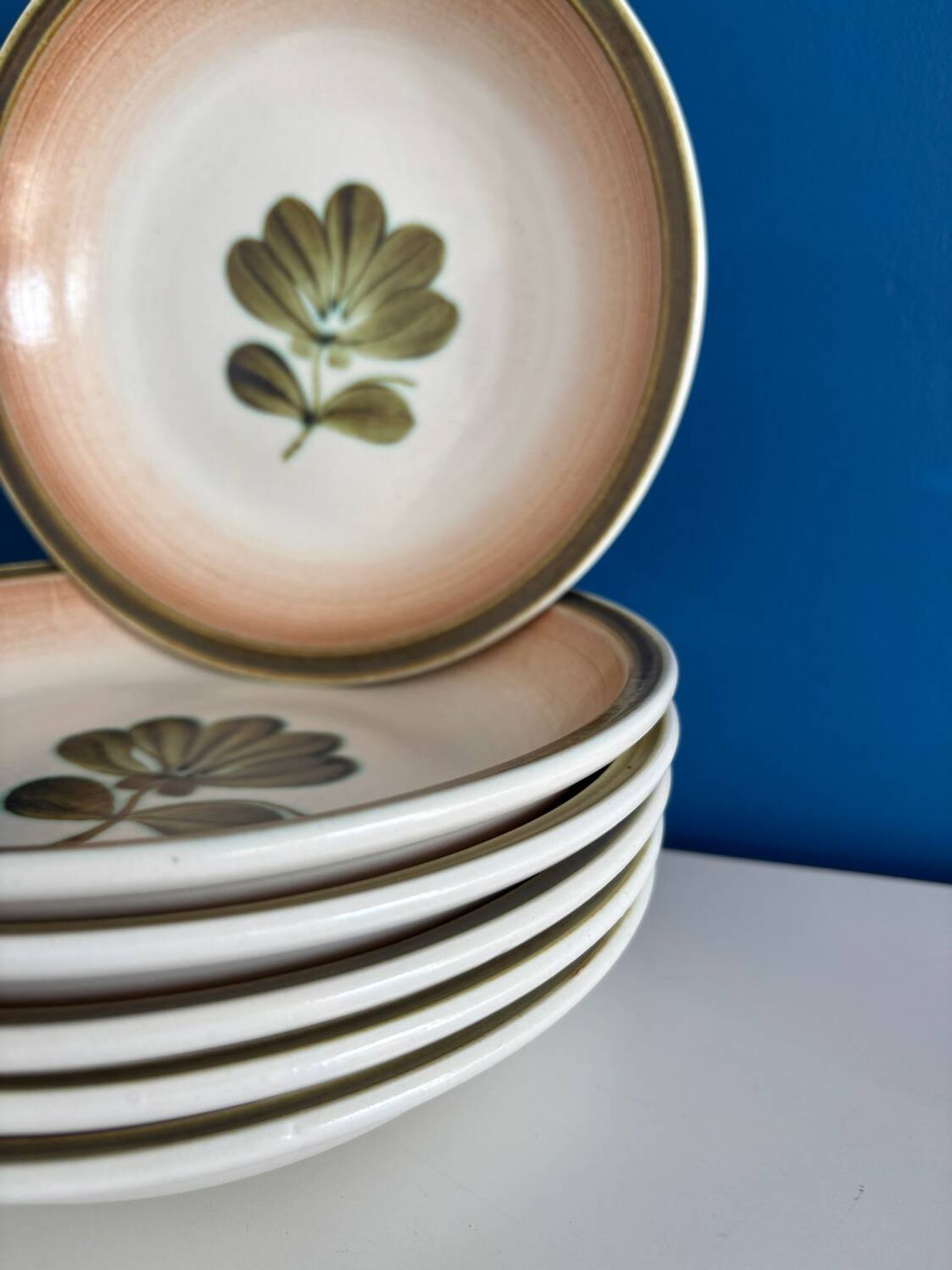 set of 6 floral deep plates Gien - vintage floral plate service KA
