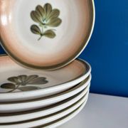 set of 6 floral deep plates Gien - vintage floral plate service KA