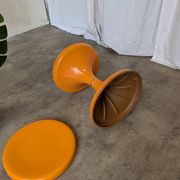 Orange Vintage Mushroom Stool “Jurček” by Meblo, 1960s – Space Age Retro
