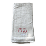 Antique natural linen sheet with OG monogram